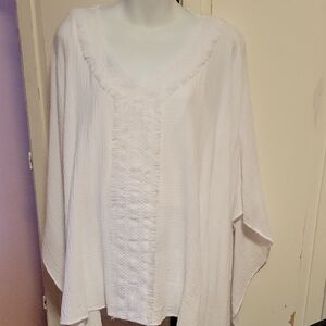 JM Collection White Wide-Leg Jumpsuit-Inspired Tunic